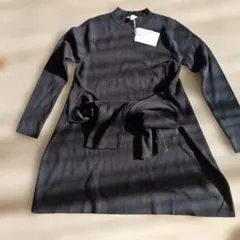 ハイネック 長袖ニット チュニック丈黒新品未使用タグ付き★値下げしました！