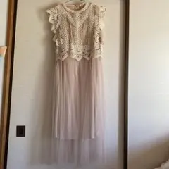 ロングワンピース　韓国系　ドレス　チュール