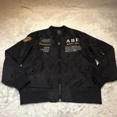 未使用級✨】フライトジャケット MA-1 ブラック　刺繍　ワッペン　アメカジ
