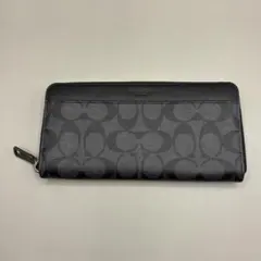 極美品✨️コーチ 長財布 ラウンドファスナー シグネチャー PVC レザー 黒