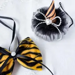 ペット鬼のツノチョーカーセット　犬猫トリミングリボン　節分ペットアクセサリー