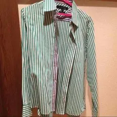 トミーヒルフィガー グリーンストライプシャツ