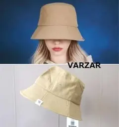 【VARZAR】ヘリンボーン ラベル バケットハット ベージュのサムネイル