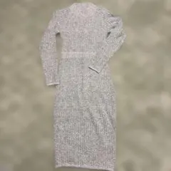 未使用　Lily Brown リブ編み長袖ニットワンピース グレー系