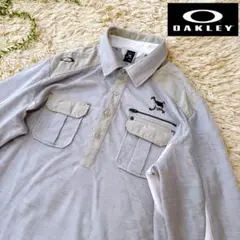 【美品】OAKLEY オークリー　メンズ　ゴルフシャツ　長袖　XL グレー