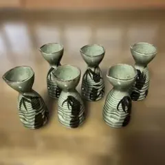 緑色の波模様 陶器製徳利 6個セット