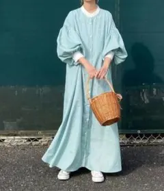 CORNERS by KR ボリュームスリーブストライプシャツワンピース