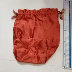 オレンジ 巾着袋 ビーズ付き
