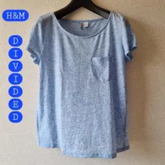 U0806 H&M DIVIDED ブルー マーブル ポケット付きTシャツ S