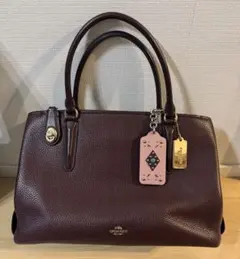 coach コーチ　ダークブラウン レザー ハンドバッグ