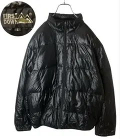 FIRST DOWNファーストダウン オールブラック軽量ライトダウンジャケットL