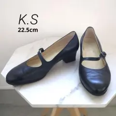 美品❤ストラップ ブラック ヒール ハイヒール ベルト パンプス 22.5