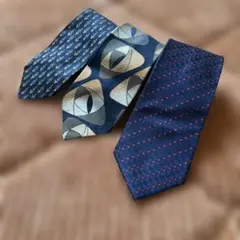 ネクタイ 3本セット　ネイビー系