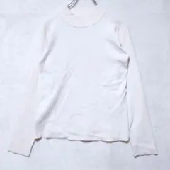 グローバルワーク リブニット モックネック 長袖 M オフホワイト 春トップス