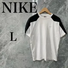 NIKE メンズ L ホワイト ブラック Tシャツ スポーティ ラグラン
