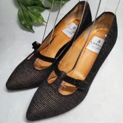 【良品】LANVIN en Bleu/ポインテッドトゥ/ラメグリッター/22.5のサムネイル
