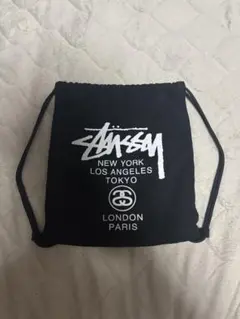 STUSSY ブラック ドローストリングバッグ