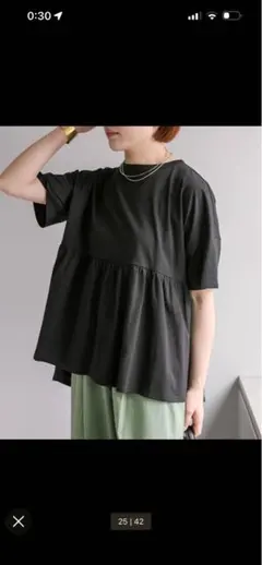 pual ce cin バックリボンペプラムTシャツ
