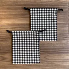 ギンガムチェック 給食袋 2枚セット コップ袋 巾着 ハンドメイド 男の子女の子