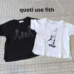 quoti use fith イラストプリントTシャツセット（黒・白）