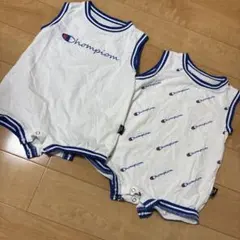 ブルー×ホワイト　ロンパース 2枚セット