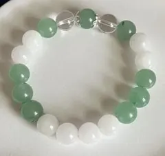 柏*奈様 ☆グリーンアベンチュリンとホワイトクォーツ（10mm）ブレスレット！内