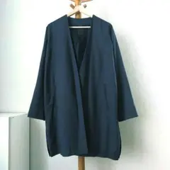 美品 SENSE OF PLACE コート ノーカラー ネイビー オーバーサイズ