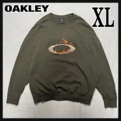 【好デザイン】OAKLEY オークリー フレイムロゴ スウェット オリーブ XL