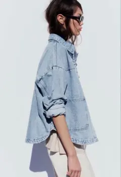 ZARA ザラ　デニムジャケット　デニムシャツ　ジージャン　ライトブルー　M