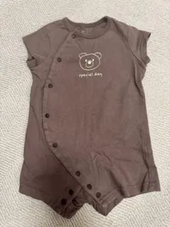 クマのイラスト 半袖ロンパース 70