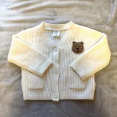 【新品】GAP ホワイト クマ刺繍 ニットカーディガン 6-12month