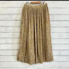 RETRO GIRL 花柄 プリーツ ロング スカート F ベージュ 秋冬✨