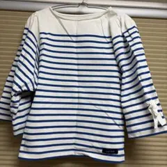 natiam 青白ストライプ 七分袖トップス