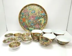 Y3569-5 中国 景徳鎮 粉彩 色絵 花詰 茶器 15点セット