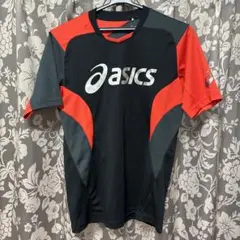 asics 半袖スポーツシャツ 黒/赤/チャコールグレー