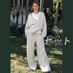 ZARA ソフトVネックスウェットシャツ　パンツ　　2点　セット