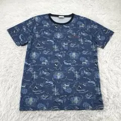Columbia Tシャツ ポケット 総柄 青 コロンビア 電車 山 Lのサムネイル