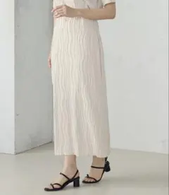 COMME CA ISM ストレッチプリーツ ナロースカート