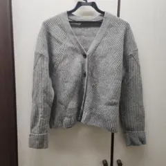 グレー M ウールカシミヤ混紡カーディガン