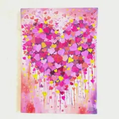 ポップアート、ピンクアート、ハート、絵画、原画、インテリア、現代