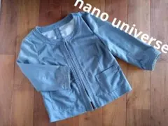 【NanoUniverse ノーカラー 七分袖ジャケット デニム】ナノユニバース