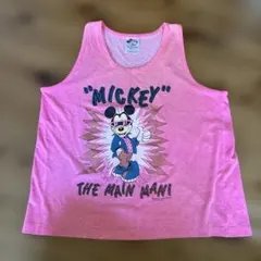 ヴィンテージ　Disney ミッキーマウス タンクトップ L ピンク　USA製