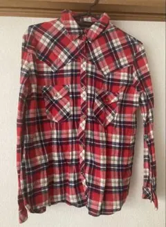 【古着】チェック柄長袖シャツ