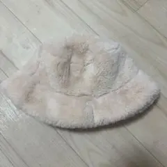 クリーム色ファーバケットハット フリーサイズ