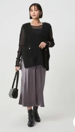 ✦極美品人気完売品✦グリーンレーベル　フォックスヘアリーニットベスト 黒