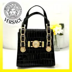 セール価格‼️【存在感抜群‼️注目‼️ヴェルサーチ　クロコ　ハンドバッグ　メデューサ