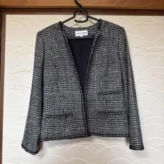 【美品：ハナエモリ】HANAEMORI ツイードセットアップ　ブラック・ホワイト