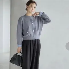 配色カーディガン