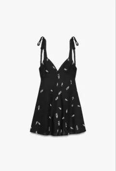 ★ZARA★フラワー刺繍入りキャミワンピース ブラック