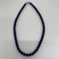 紫色ビーズネックレス 銀色留め具付き
